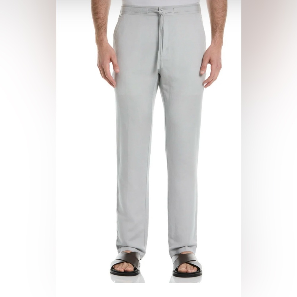 Linen Pants Men's 3XB x 32 Ivory/Beige Drawstring Zip Up‎ Breathable Casual NWT